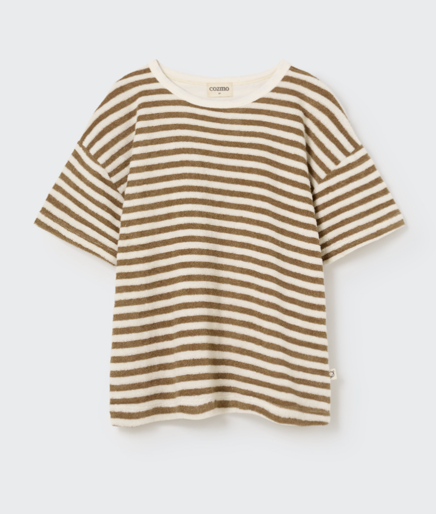 My Little Cozmo - Kinder kurzarm T-Shirt Frottee braun gestreift
