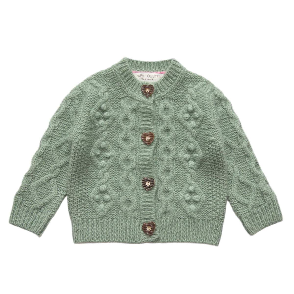 Papa Lobster - Baby Cashmere Cardigan CHARLOTTE Salbei