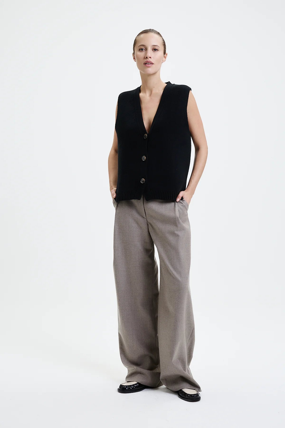 Prinz Berlin - Weste schwarz Wolle/ Cashmere