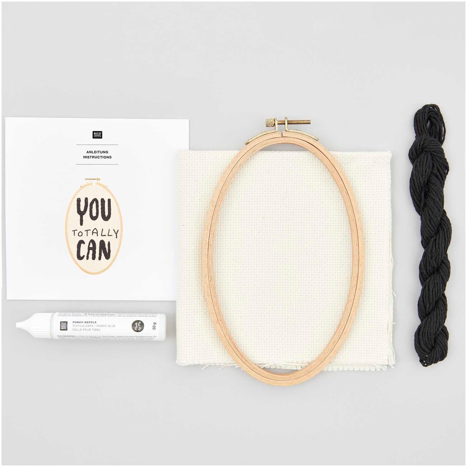 RICO DESIGN - Punch Needle Set „You Totally Can“ oval, 13 x 21 cm