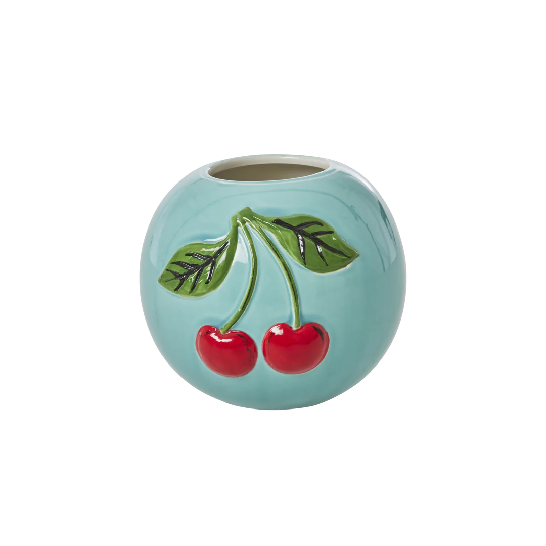 Rice - Vase blau mit Kirsche