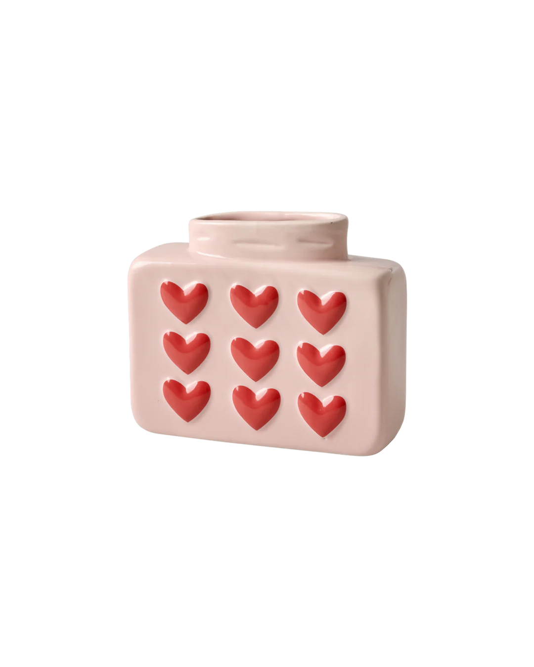 Rice - eckige Vase mit Herzen