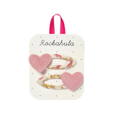 Rockahula - Haarspangen mit Samtherz in rosa für Kinder/Mädchen