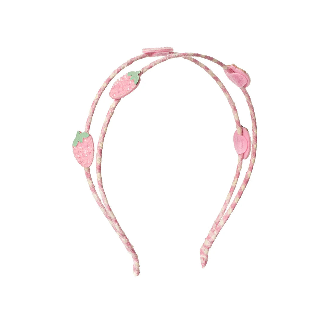 Rockahula - doppelter Haarreif mit Erdbeeren Rosa Glitzer