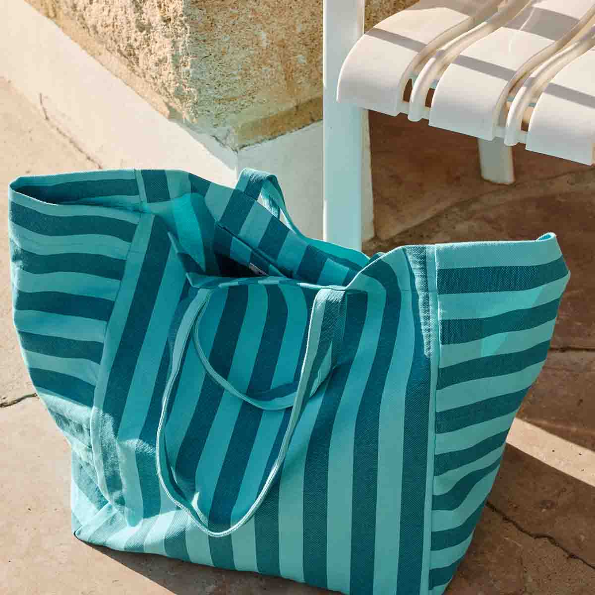 Rose in April - Tote Bag Elisa Streifen blau/türkis