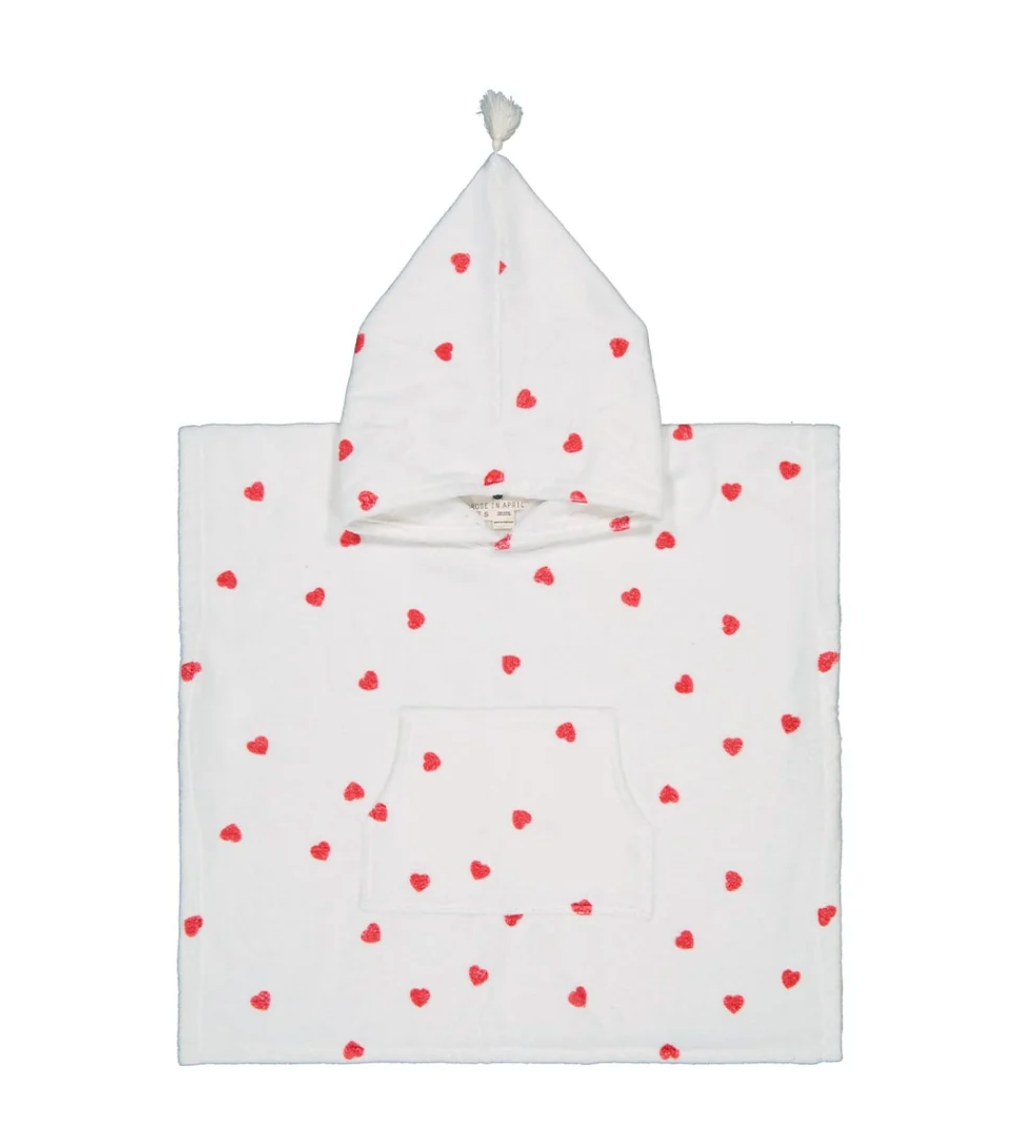 Rose in April - Poncho aus Baumwolle mit Herzen