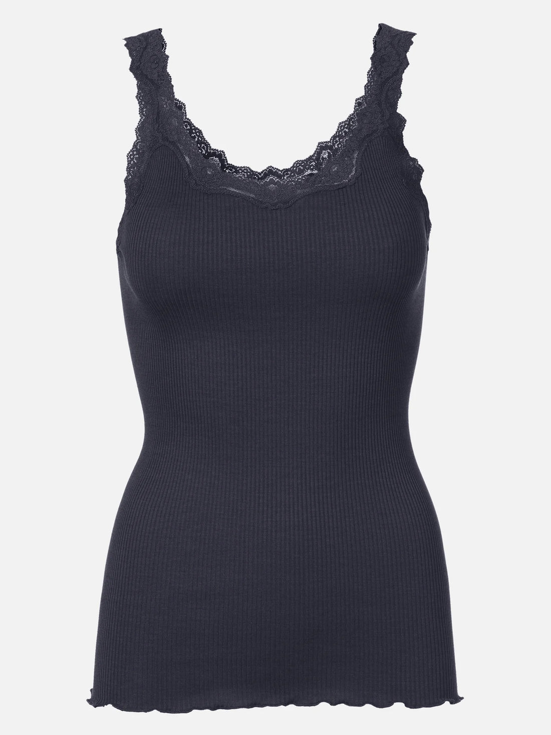 Rosemunde - Seidentop Spitze rippengestrickt dunkelblau