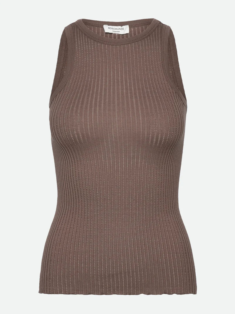 Rosemunde - Seidentop rippengestrickt braun