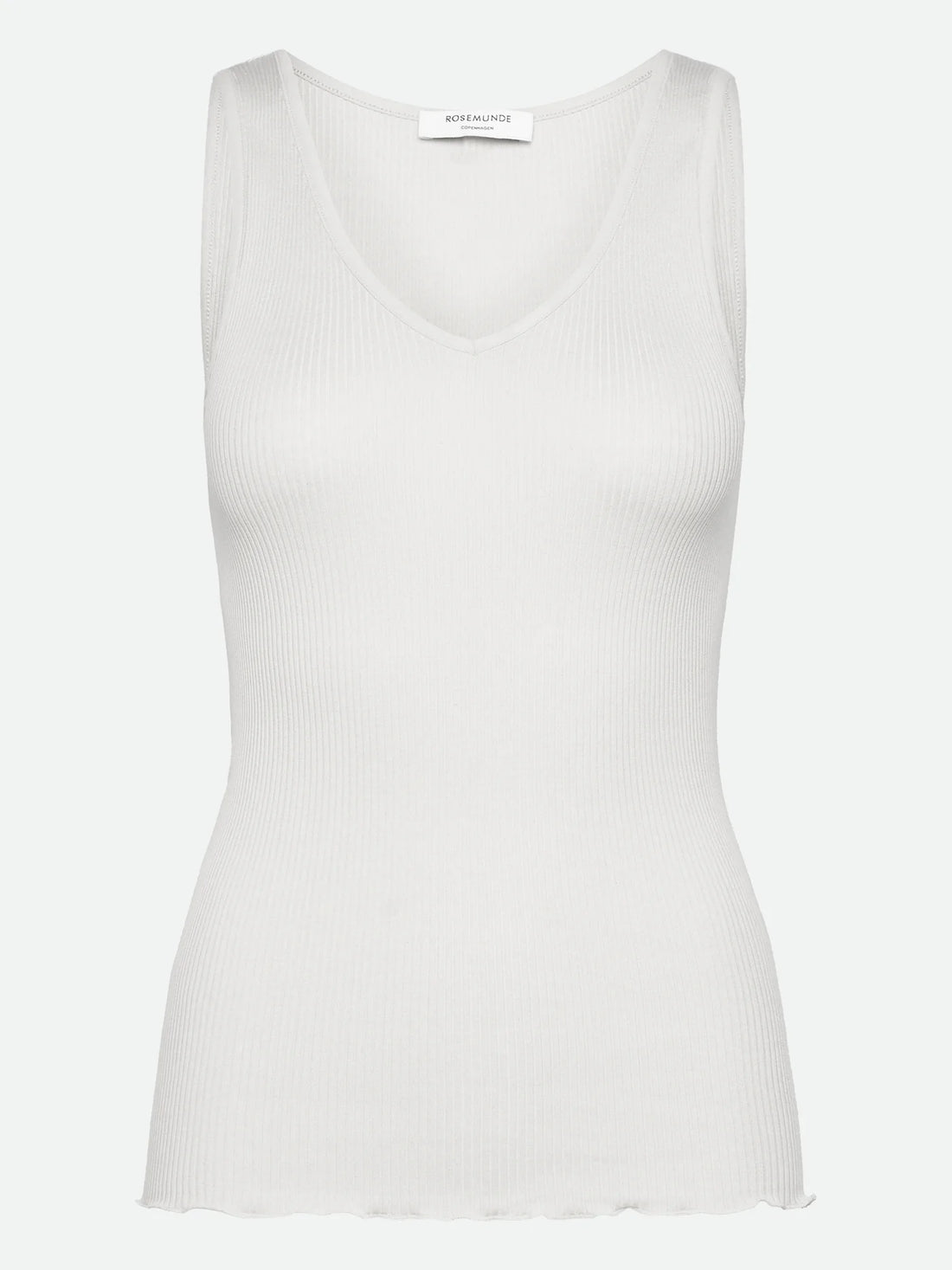 Rosemunde - V-Ausschnitt Top rippengestrickt weis
