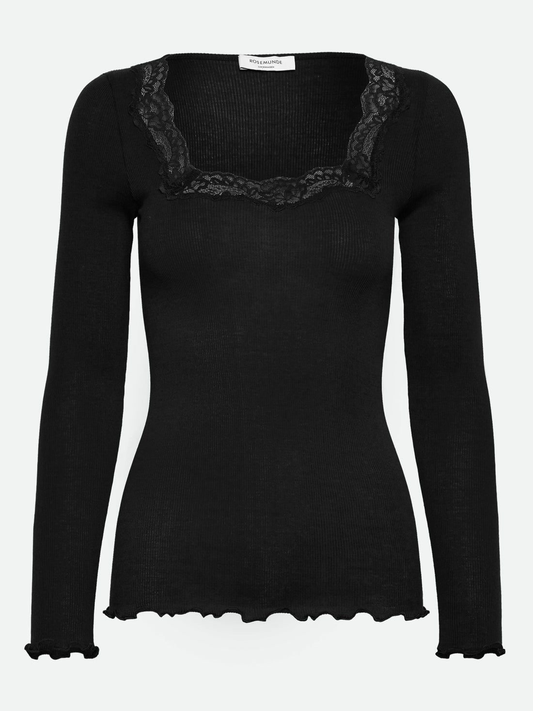 Rosemunde - Langarmshirt mit Spitze in Schwarz für Frauen
