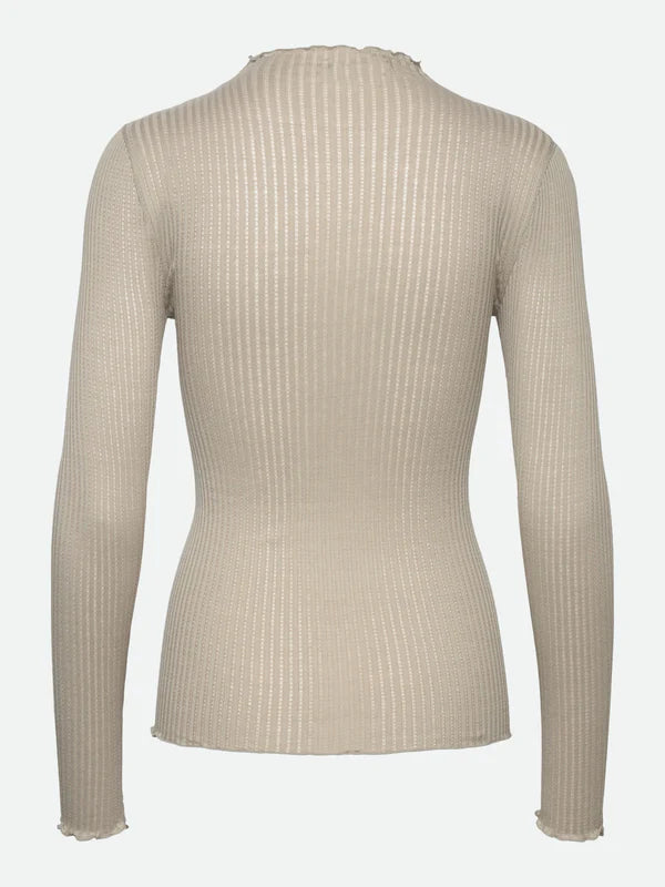 Rosemunde - Langarmshirt in beige für Frauen - Wolle-Seide-Mischung (hinten)