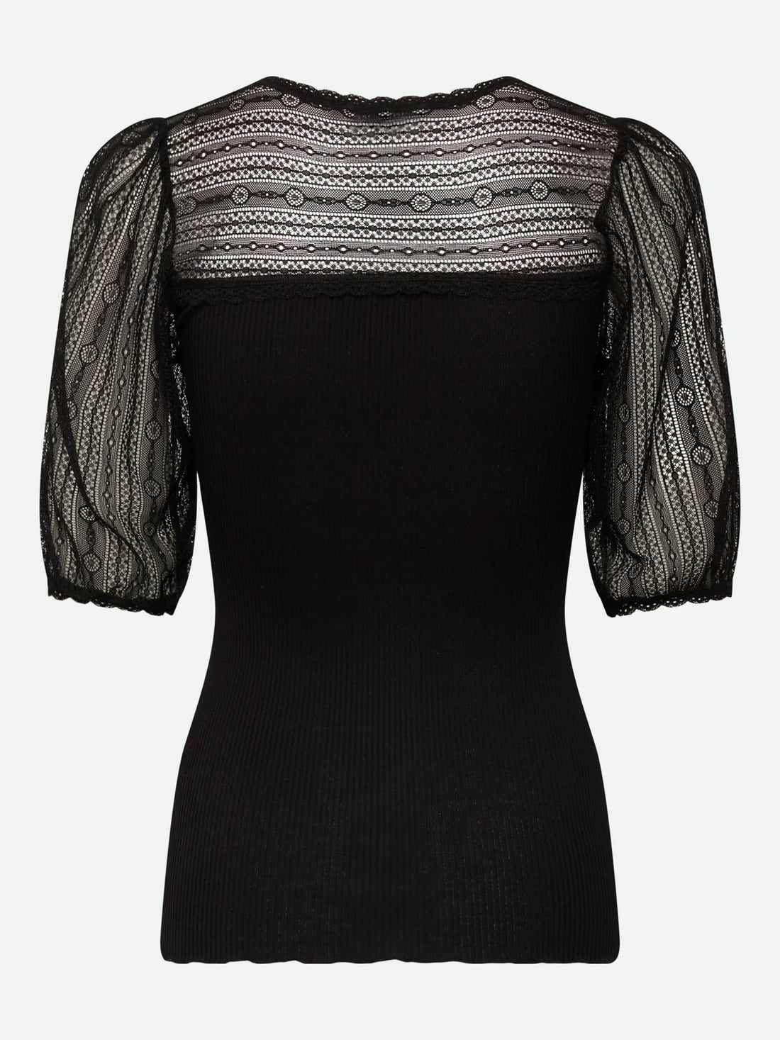 Rosemunde - Seiden T-Shirt Beatha mit Spitze schwarz