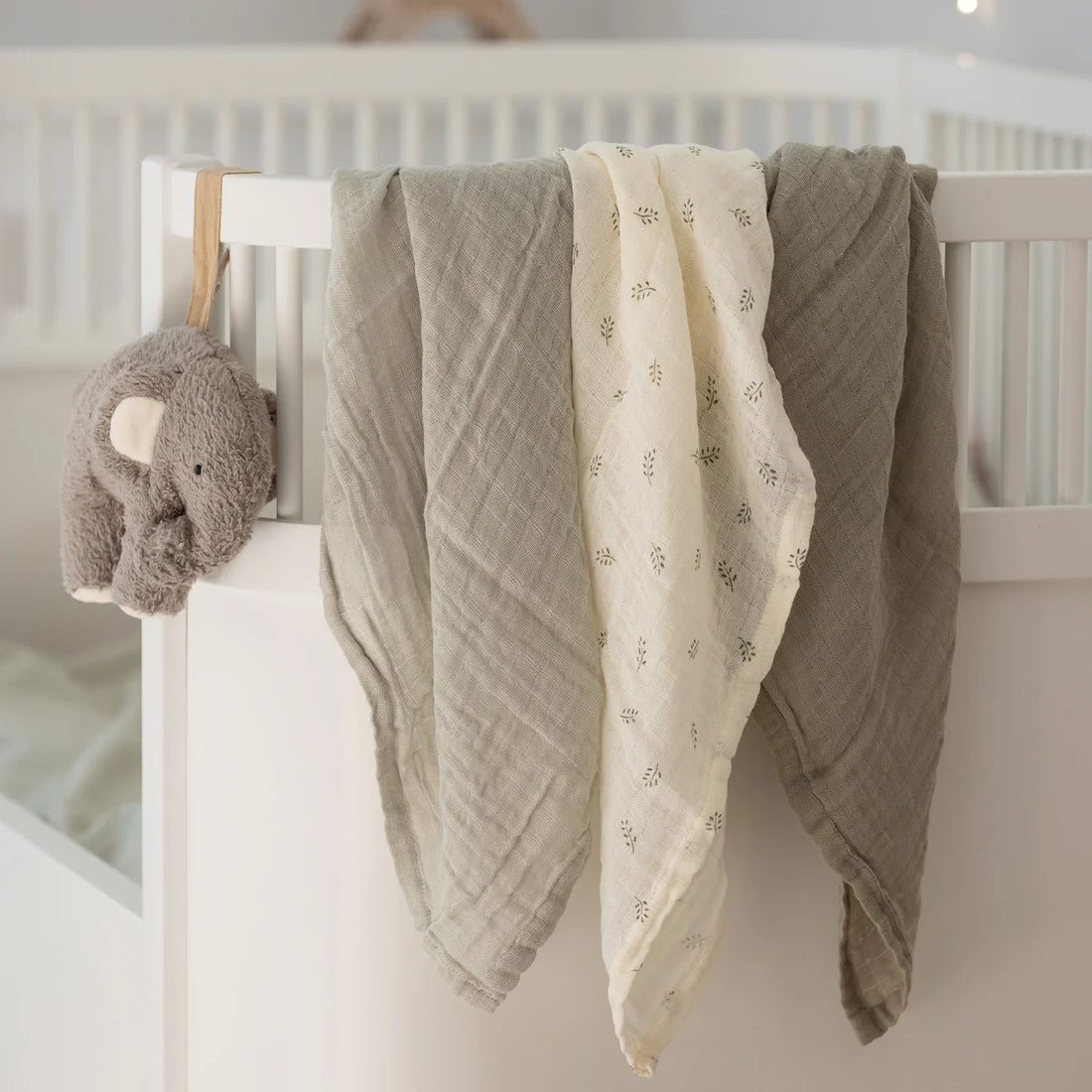 Sebra - Swaddle 3er Set Musselin Blätter