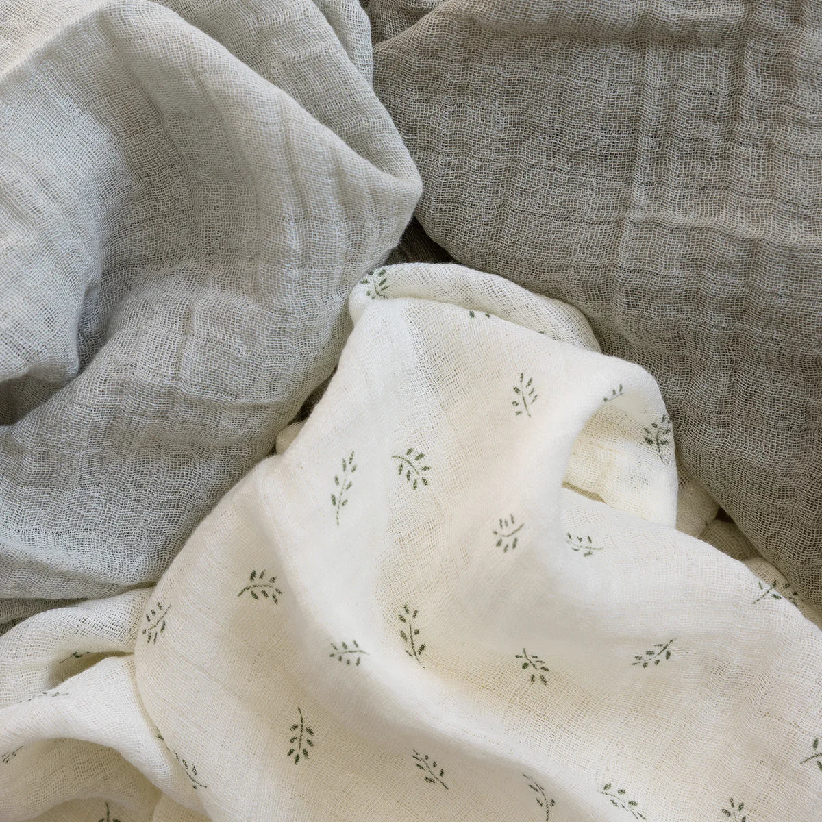 Sebra - Swaddle 3er Set Musselin Blätter
