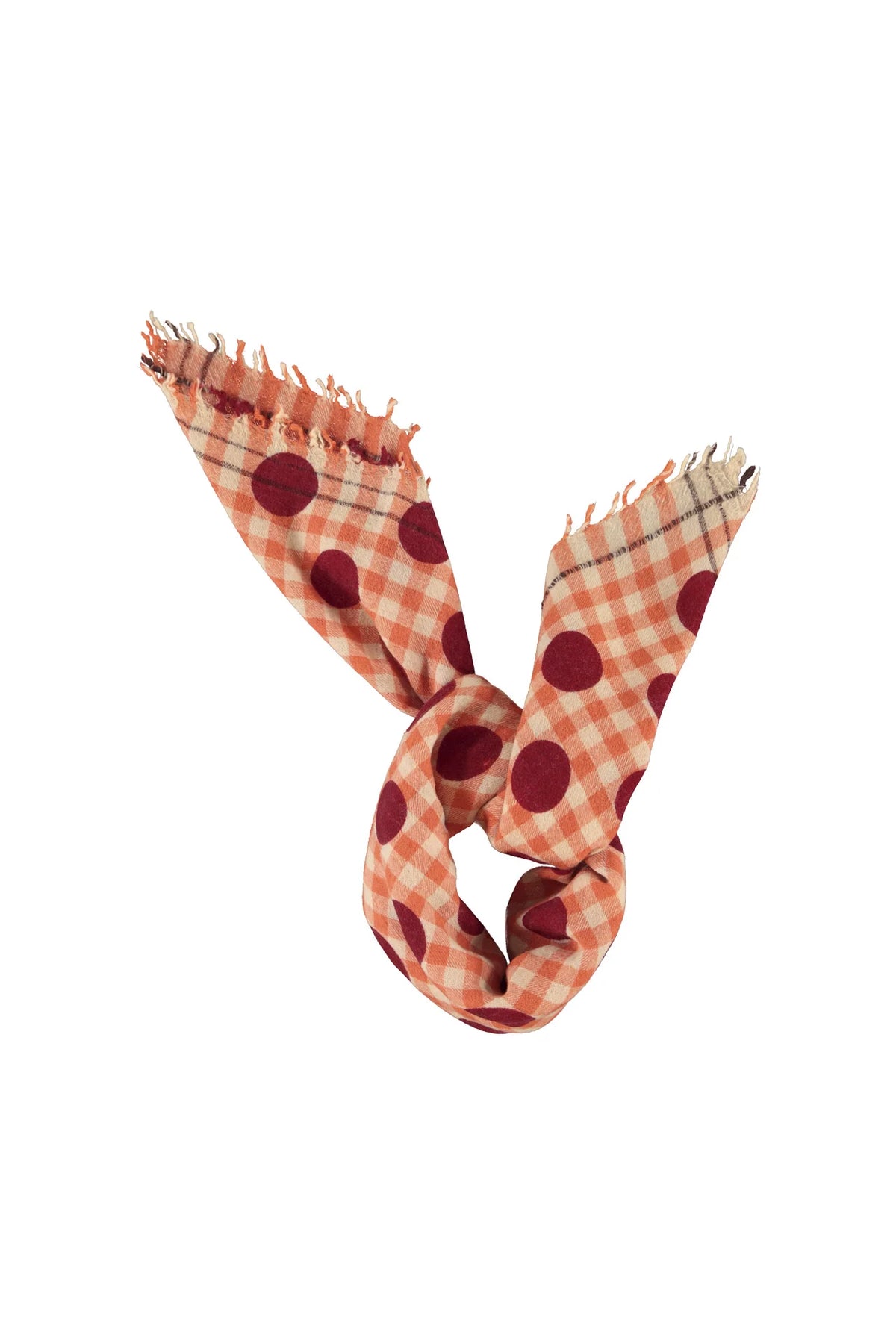 Sisters Department - Damen Schal orange kariert mit Punkten