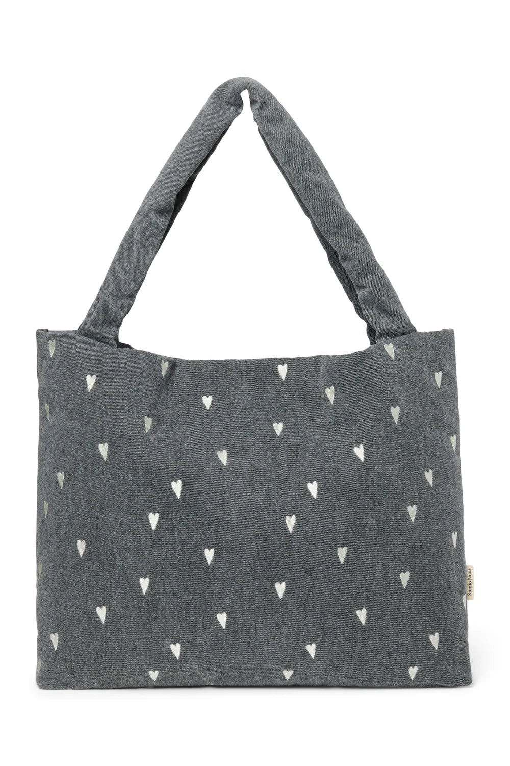 Studio Noos - Denim Mom-Bag/ Shopper grau mit Herzen