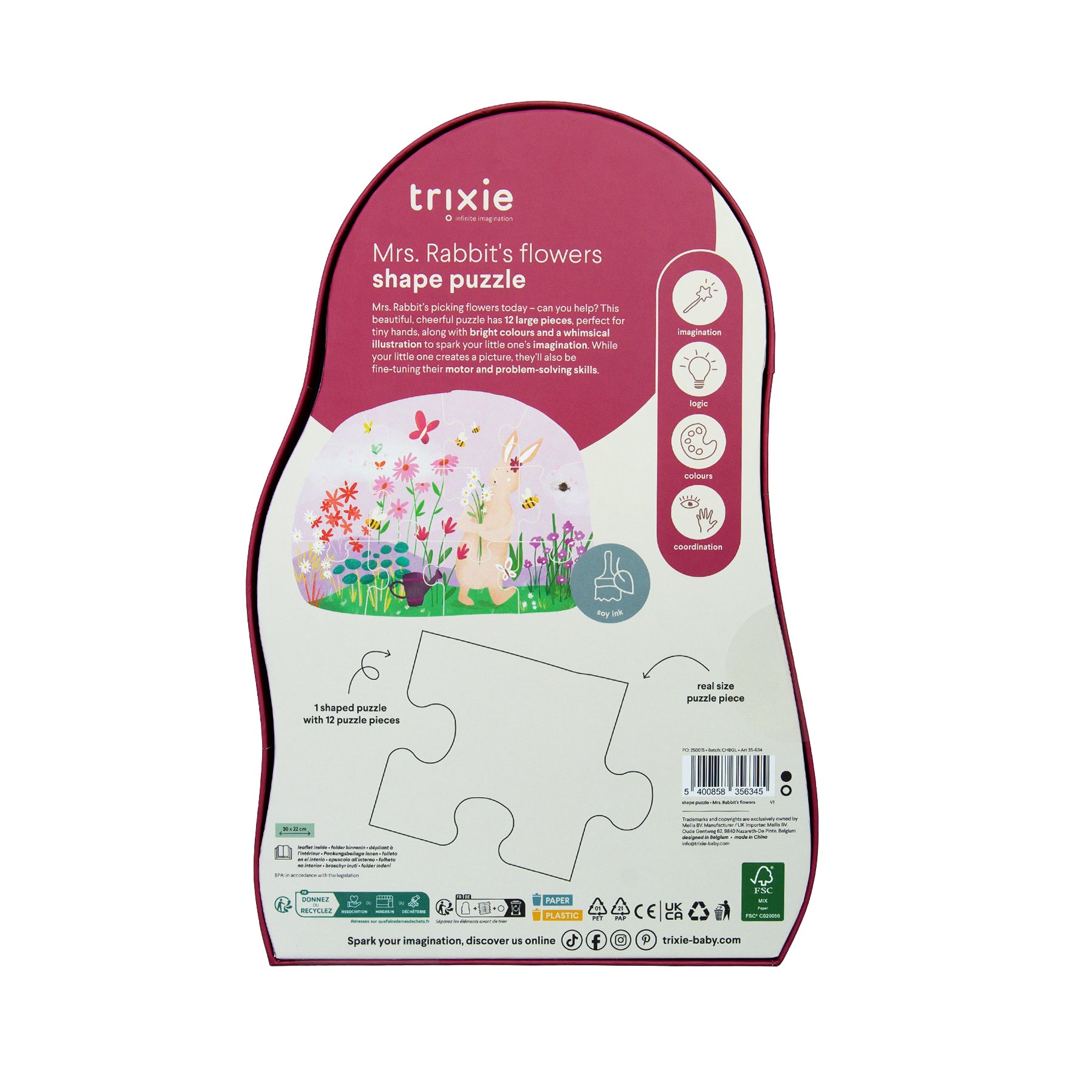 Trixie - 12-teiliges Puzzle „Mrs. Rabbit‘s Blumen“