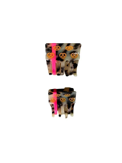 Von Rike - Haarklammern mit Breze leo - Streifen pink