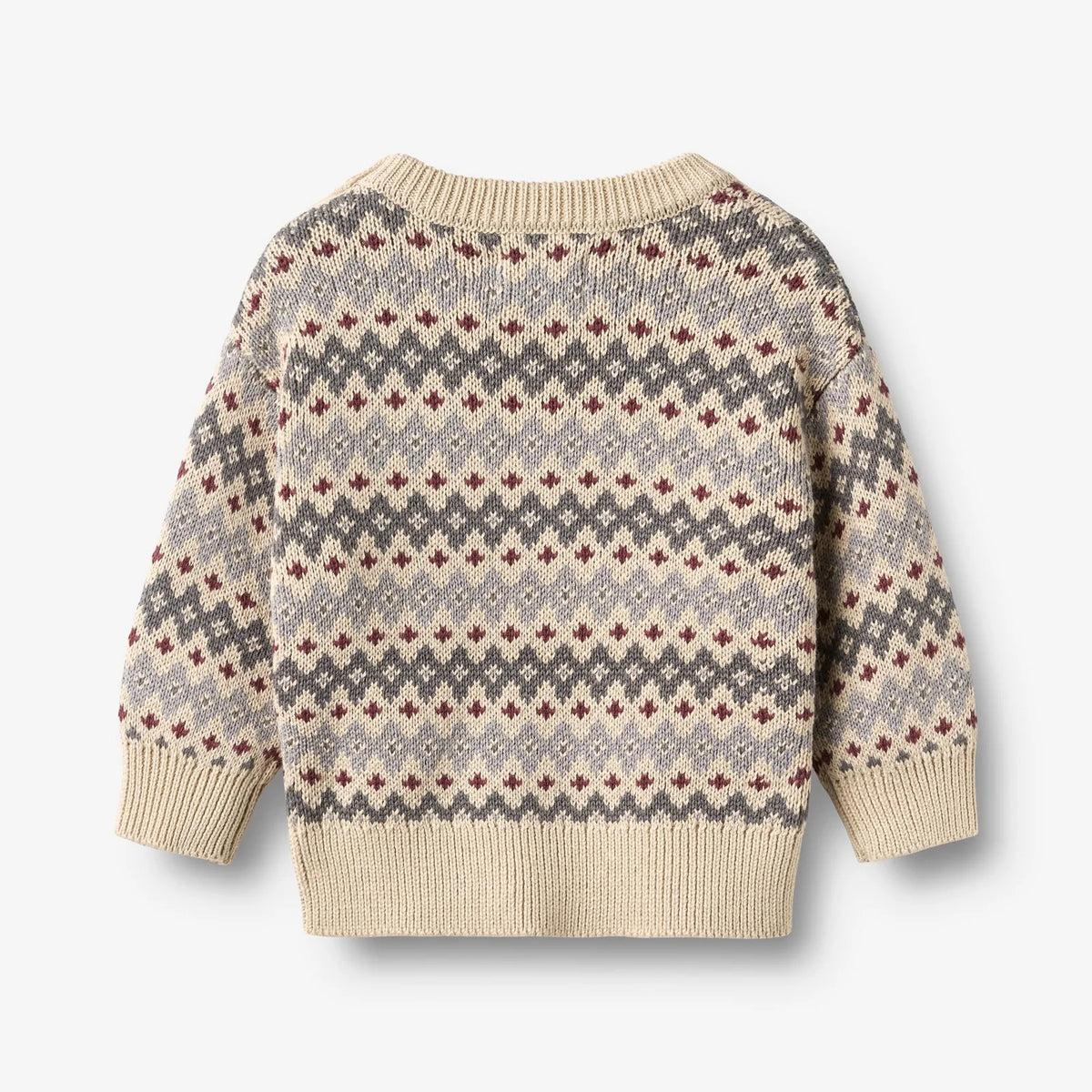 Wheat - Baby Pullover Harlow Jaquardmuster grau/beige