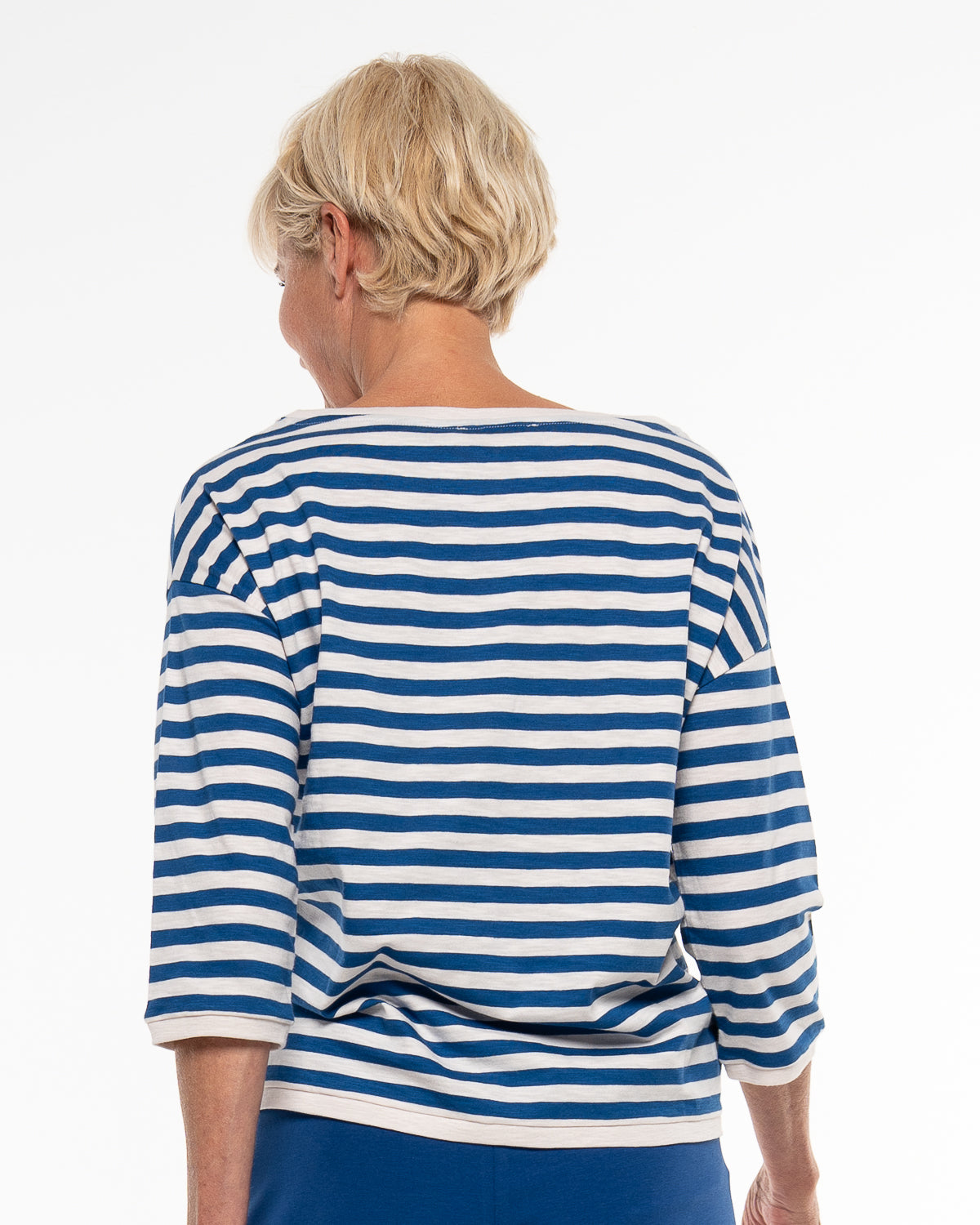 Alma & Lovis - Damen Langarmshirt Baumwolle (Bio) blau-weiß