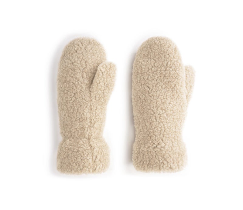 Alwero - Damen Fäustlinge Gully Wolle natur