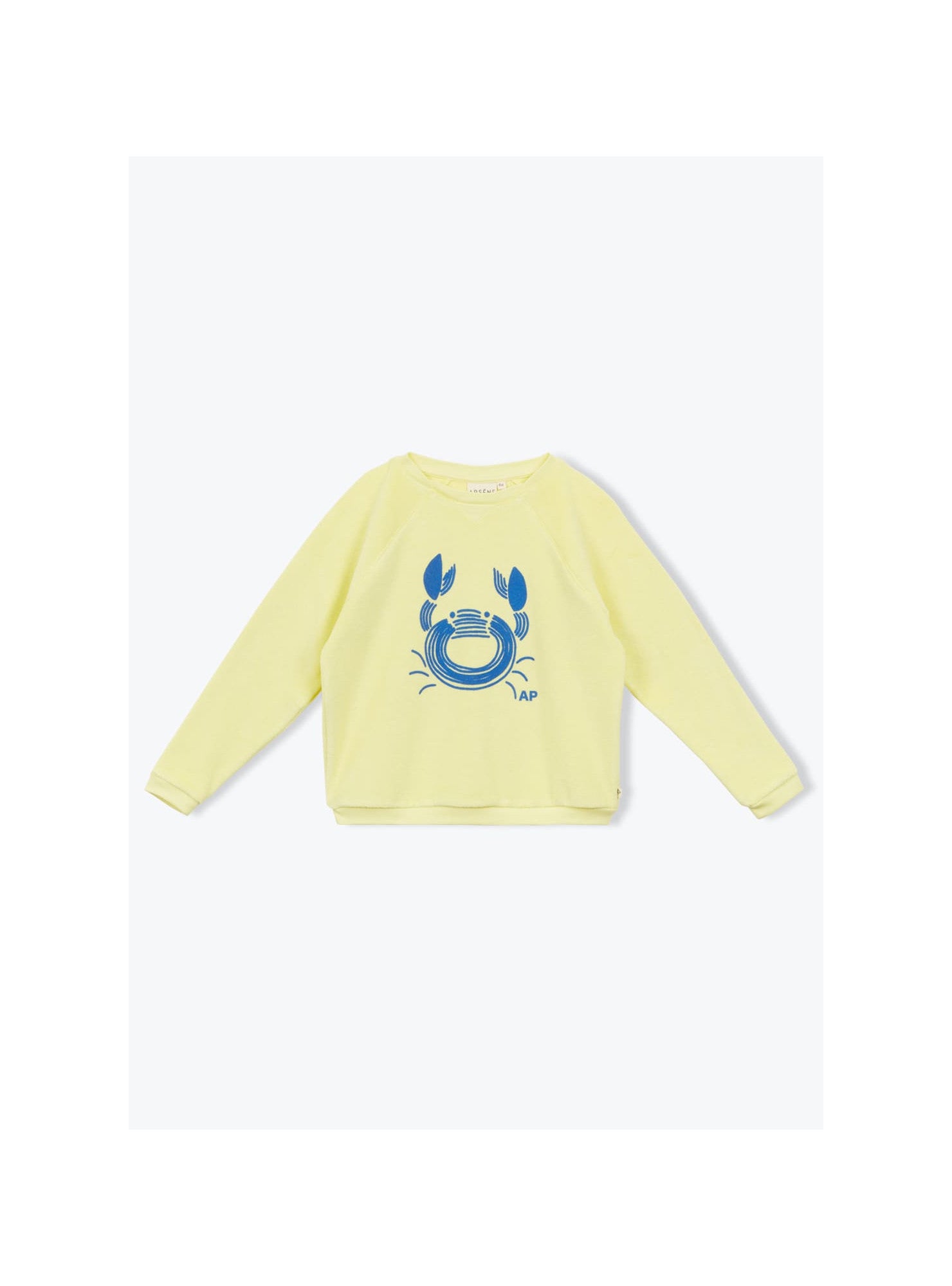 Arsène et les Pipelettes - Kinder Frottee-Sweatshirt Krabbe gelb
