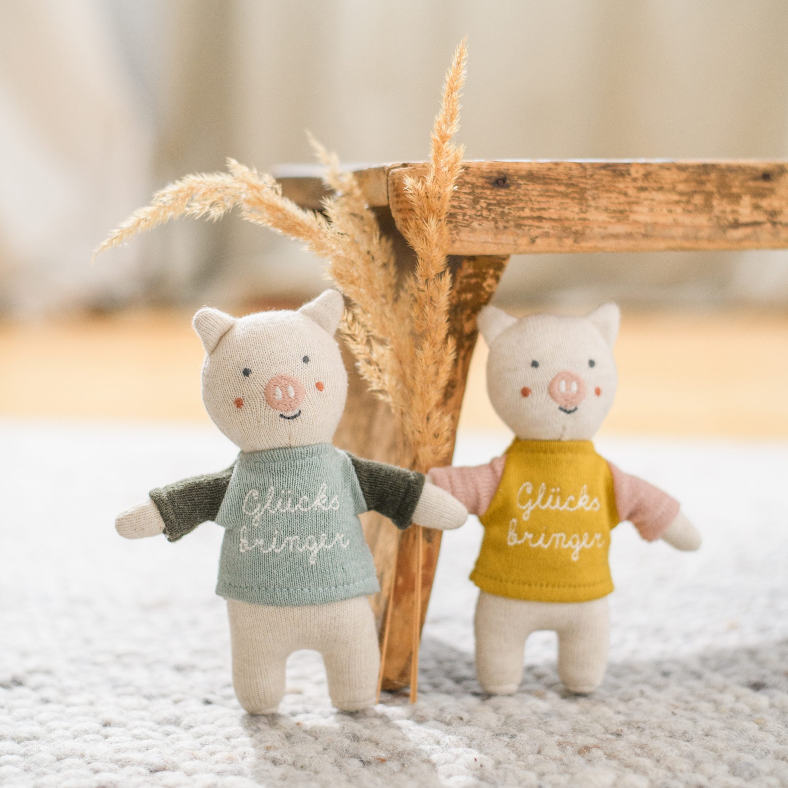 Ava & Yves - Glücksbringer Schwein mit T-Shirt in eisblau