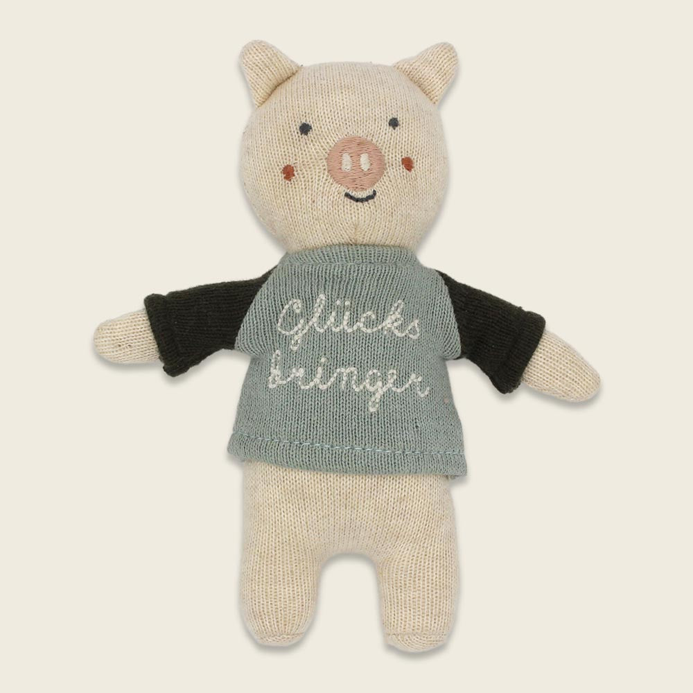 Ava & Yves - Glücksbringer Schwein mit T-Shirt in eisblau