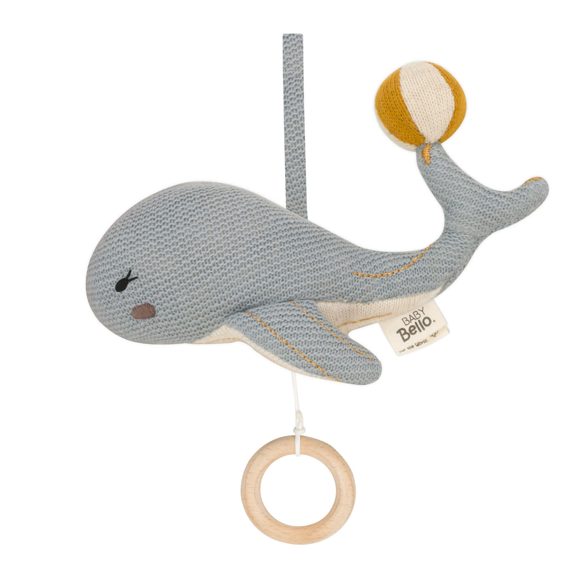 Baby Bello - Spieluhr "Wal" Baumwolle (Bio) blau - AURYN Shop