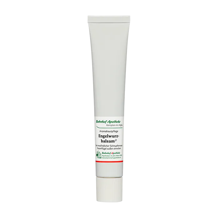 Der intensiv krautig riechende Engelwurzbalsam wirkt pflegend bei empfindlicher Schnupfnase.