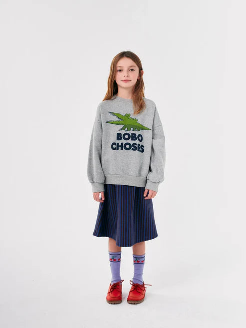 Bobo Choses - Kinder Sweatshirt Krokodil grau