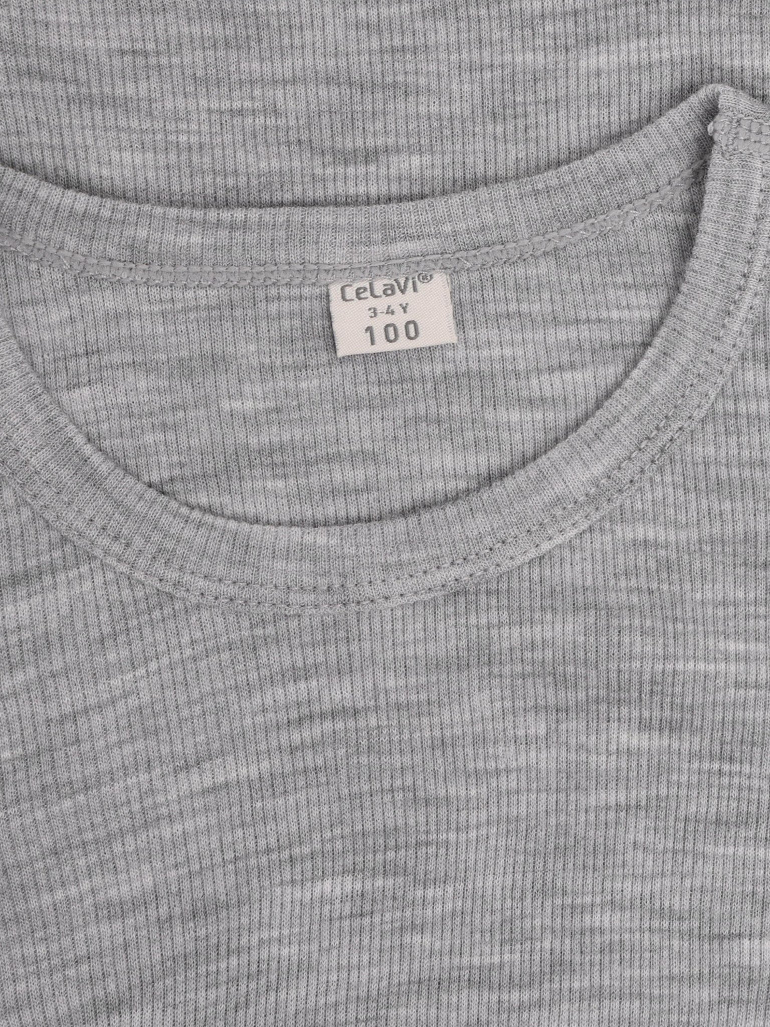 CeLaVi - Kinder Langarmshirt 100 % Wolle grau