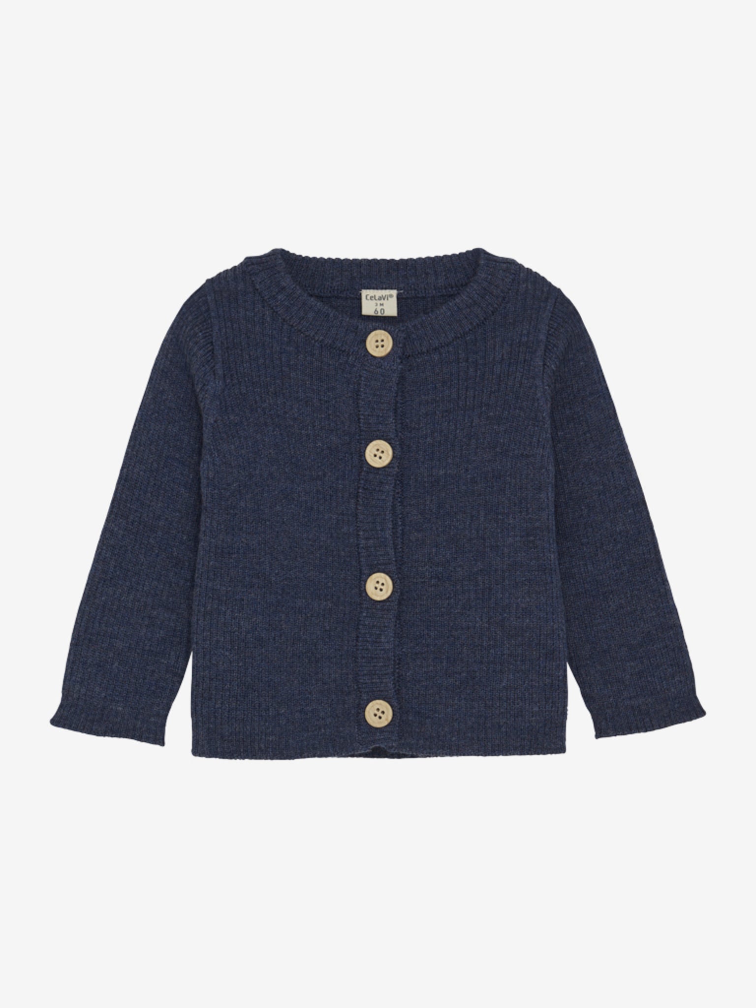 Langärmliger, einfarbiger Strickcardigan aus 100 % Merinowolle von CeLaVi.