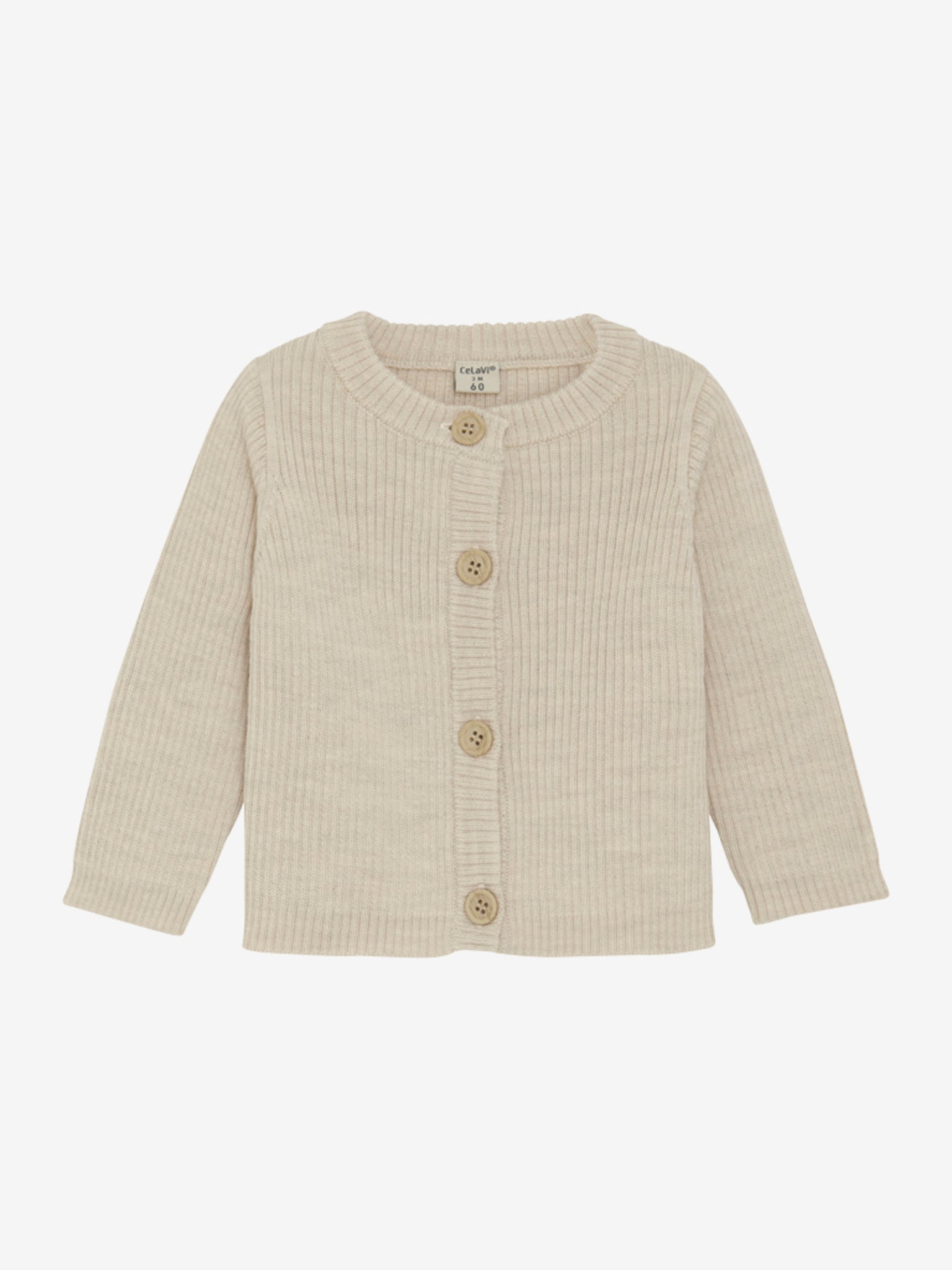 Langärmliger, einfarbiger Strickcardigan aus 100 % Merinowolle von CeLaVi.