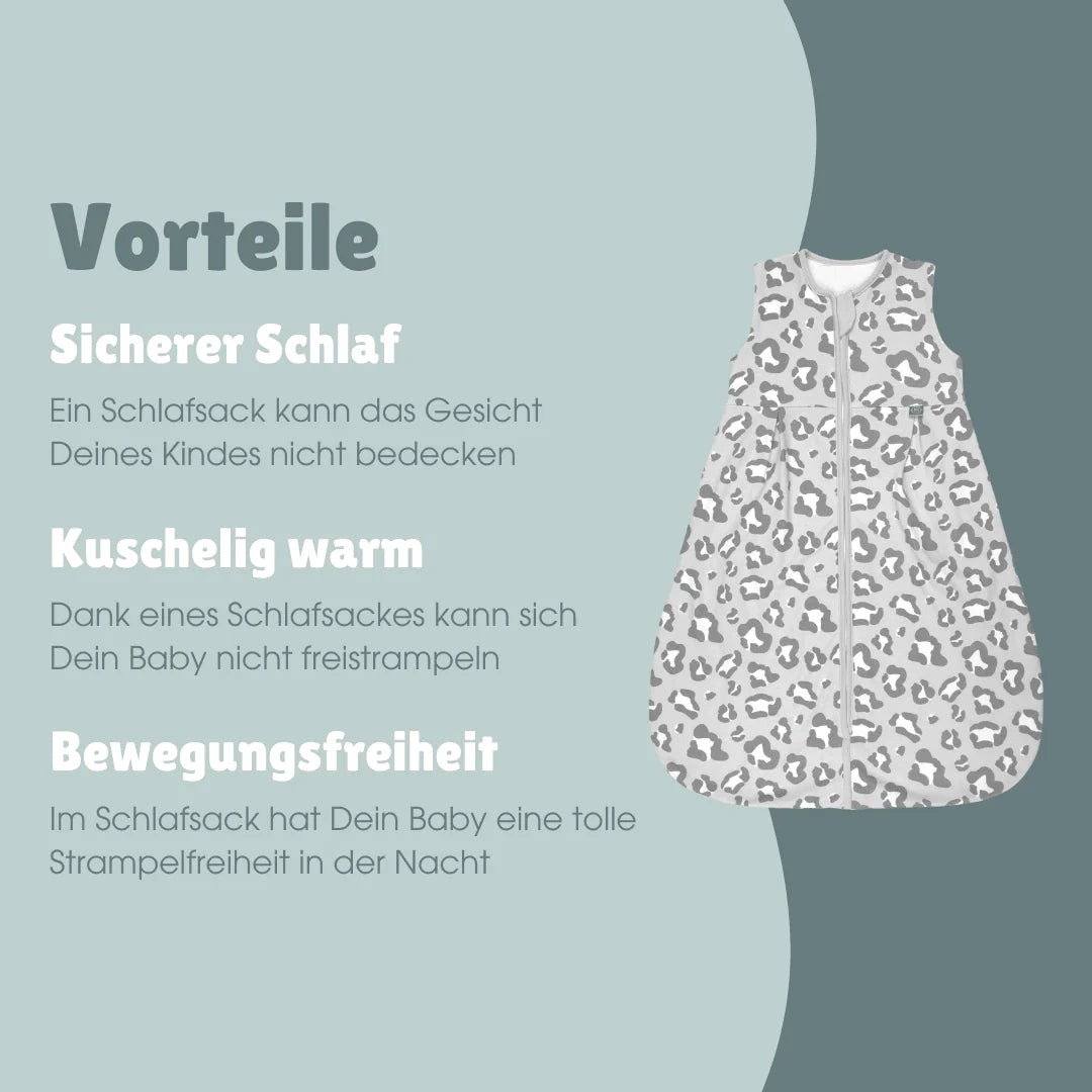 Emma & Noah - Sommerschlafsack ohne Arm leo grau 1,0 TOG