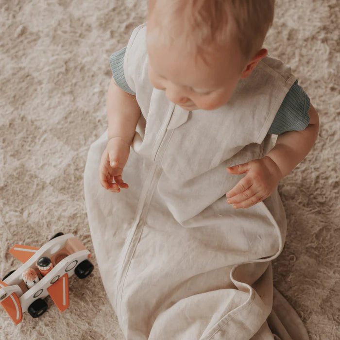 Emma & Noah - Sommerschlafsack Leinen ohne Arm beige o,5 TOG