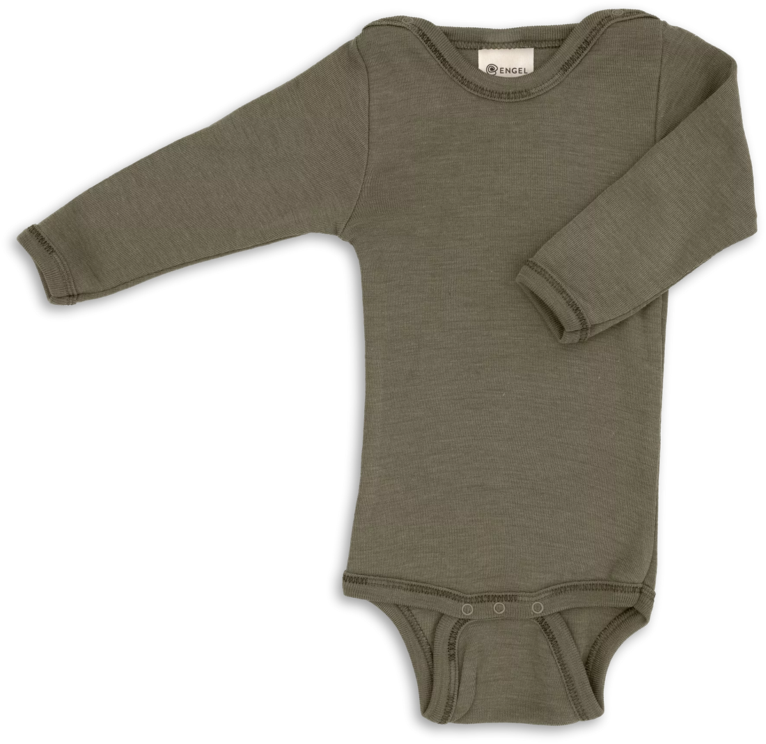 Engel - Baby Body Wolle/ Seide olive für Jungen und Mädchen
