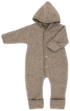 Engel - Baby Overall mit Kapuze und Holzknöpfen braun aus Fleece