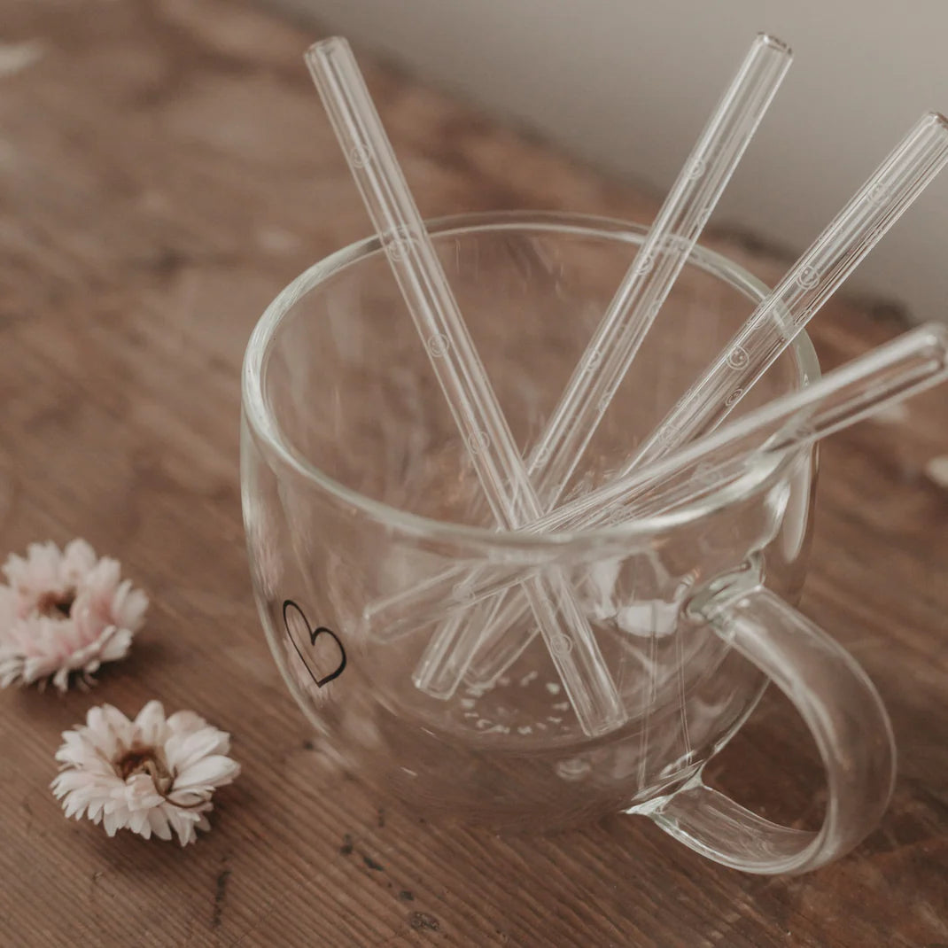 Strohhalme Smiloey aus Glas 13cm 4er Set