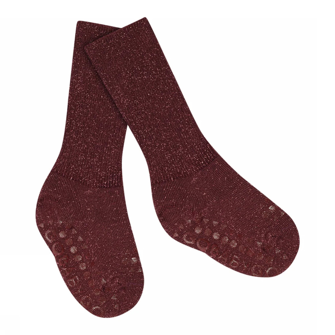 Go Baby Go - Bambus Stoppersocken bordeaux Glitzer