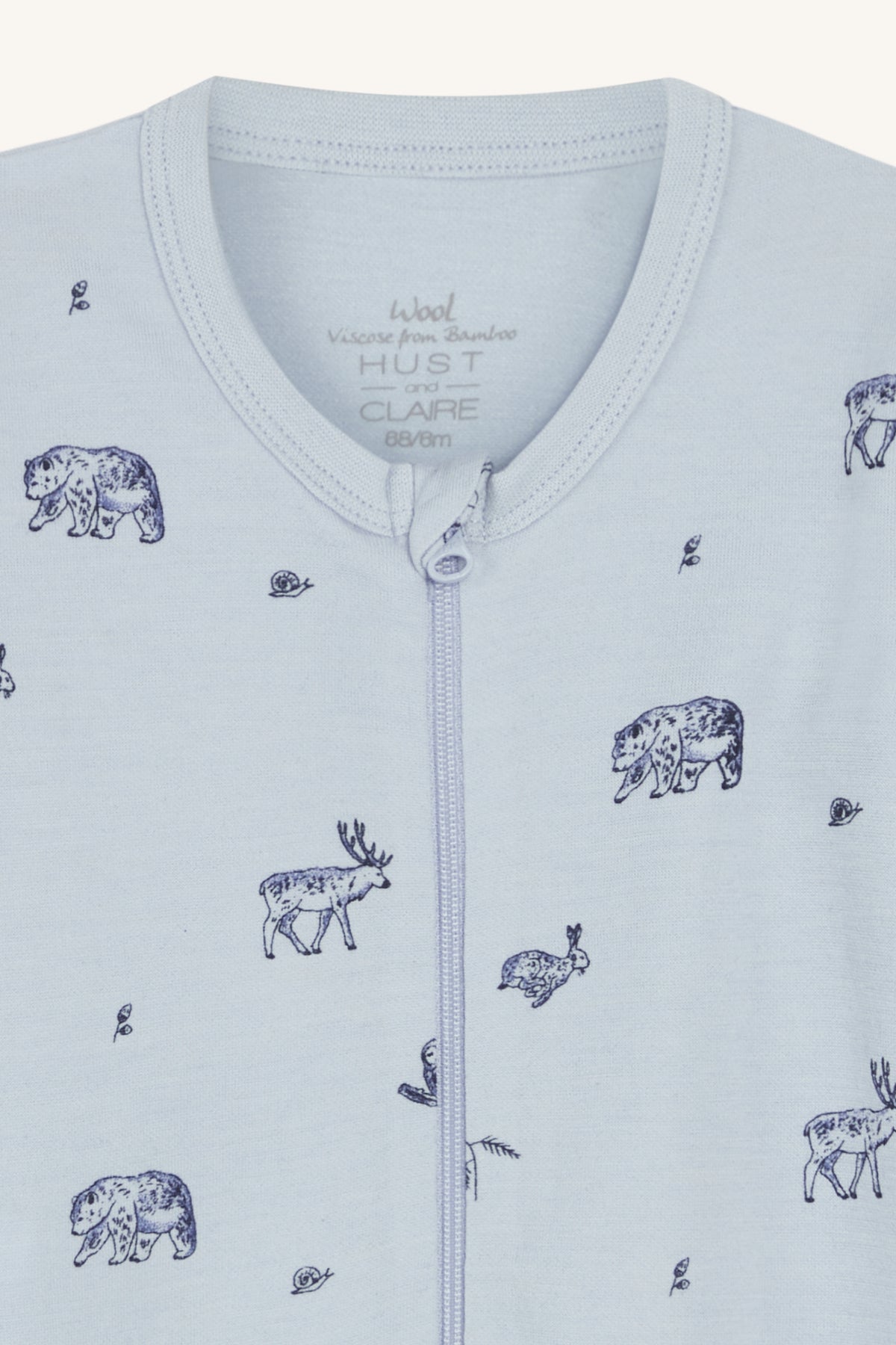 Hust & Claire - Baby Strampler Manu Wolle/ Bambus hellblau