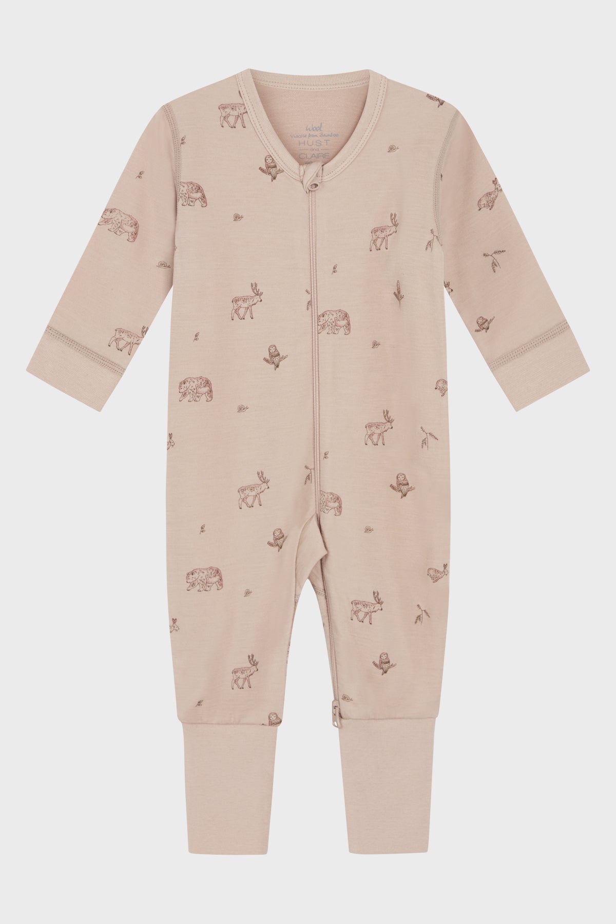 Langärmliger Overall aus bequemer, dehnbarer Wolle und Viskose in Bambusqualität mit Animal-Print.