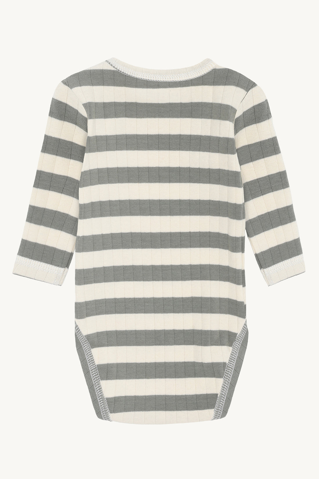 Hust & Claire - Baby Body Baumwolle (bio) Streifen hellgrau/ natur