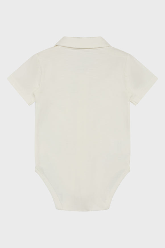 Hust & Claire - Baby Body Bay kurzarm mit Kragen natur