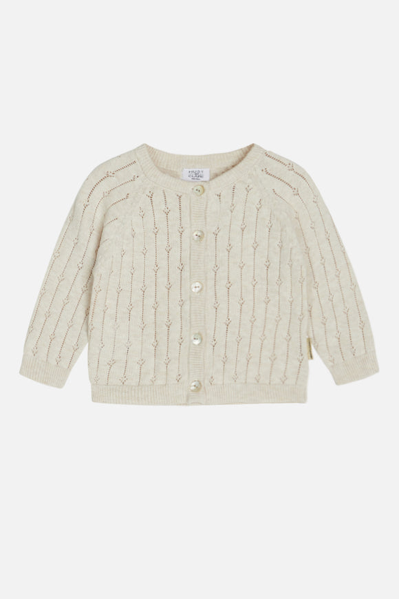 Cardigan mit Lochmuster hergestellt aus 100 % Bio-Baumwolle von Hust & Claire.