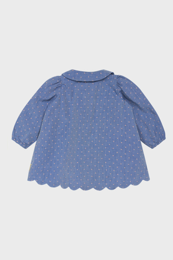 Hust & Claire - Baby Kleid Katja blau mit rosa Punkten