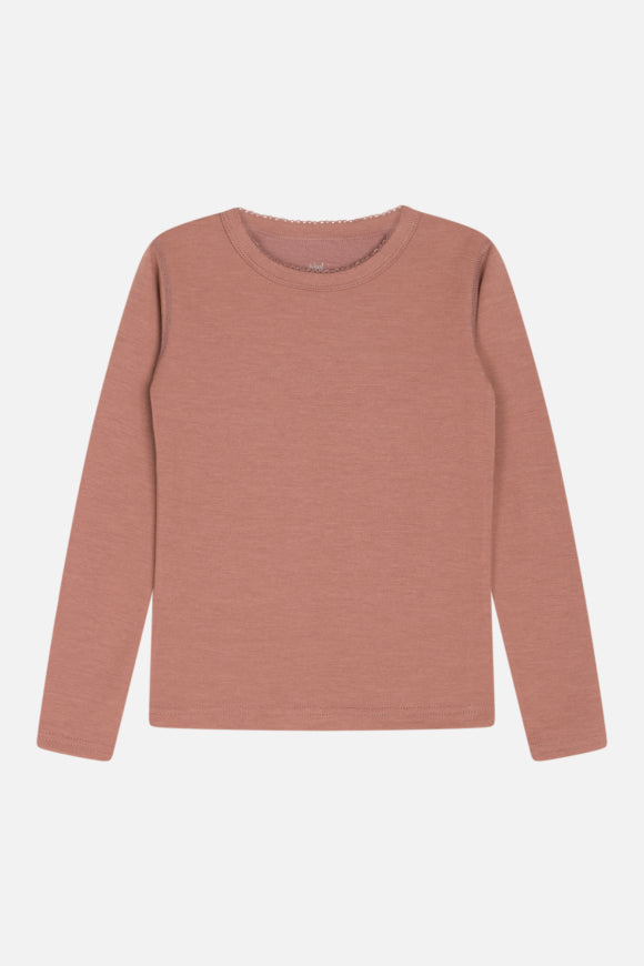 Warmes Langarmshirt von Hust & Claire besteht außen aus Wolle und innen Viskose aus Bambus und ist weich und stretchy.