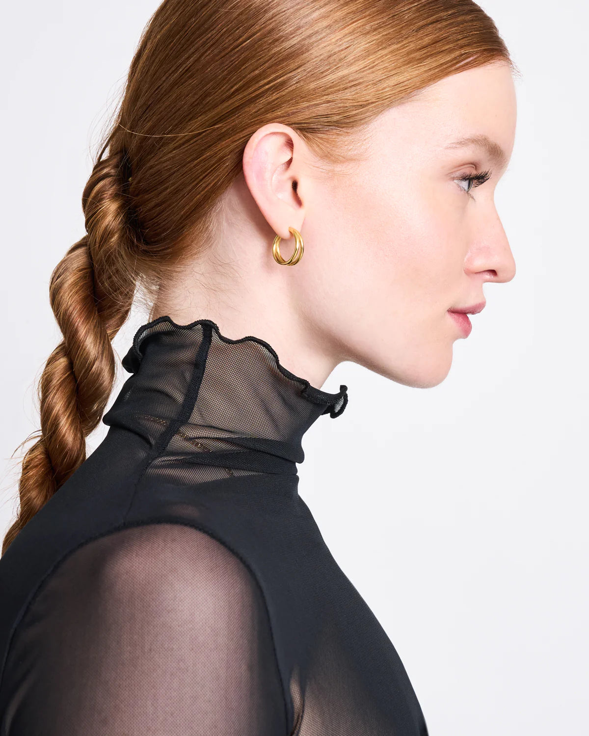 Jan ´n June - Mesh Rollkragenshirt "Pluie" schwarz für Frauen