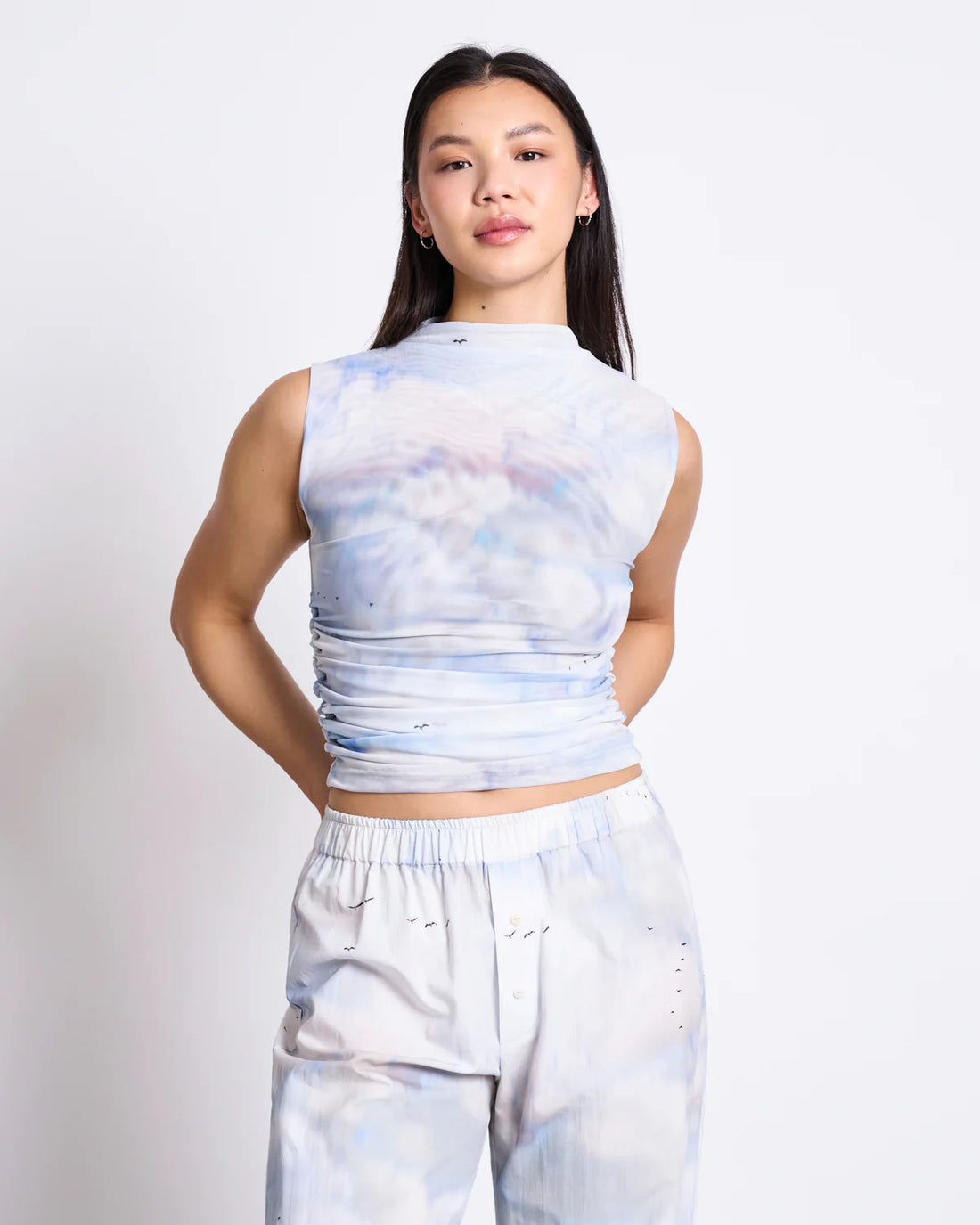 Jan ´n June - Ruffle Top Wolkenprint