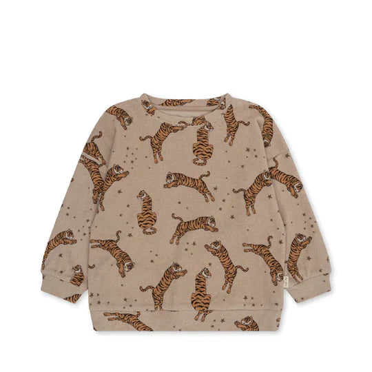 Süßer Sweatshirt aus 100 % GOTS-zertifizierter Bio-Baumwolle in Farbe Taupe von Konges Slojd.